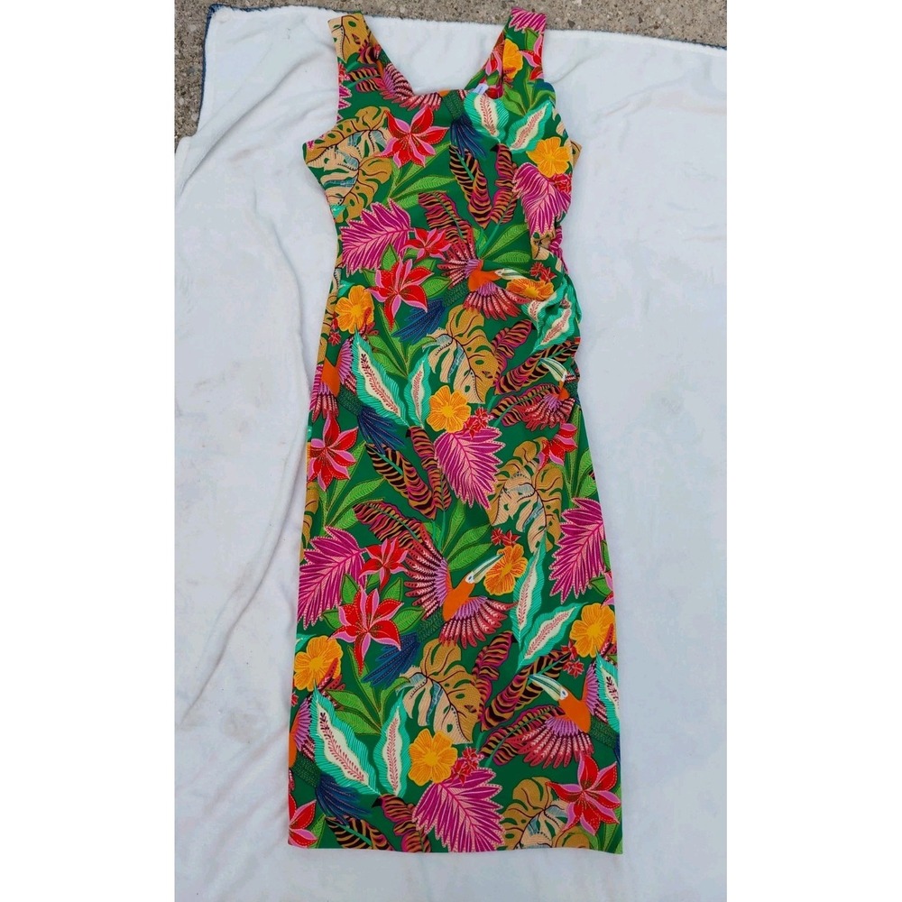 New Gibson Latimer Dress Garden Jungle Toucan Sleeveless Gorgeous Size Medium